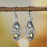 Silver Retro Earrings with Crystals