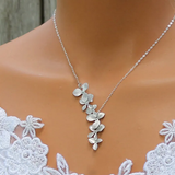 Silver Necklace & Earrings Flower-Shaped