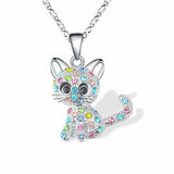 Silver Necklace with Colorful Cubic Zirconia