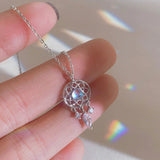 Silver Necklace with Dreamcatcher & Crystal