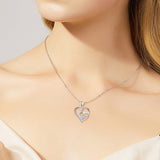 Silver Necklace with Paw & Heart in Zircon