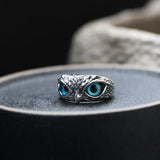 Silver Owl Ring, Adjustable, with Opal