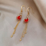 Christmas Earrings with Blue Daisies