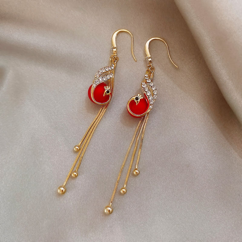 Christmas Earrings with Blue Daisies