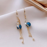 Christmas Earrings with Blue Daisies