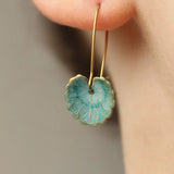 Vintage Blue Leaf-Shaped Earrings