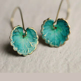 Vintage Blue Leaf-Shaped Earrings
