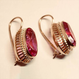Vintage Rose Gold Earrings with Beautiful Red Crystal