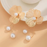 Vintage Earrings with Flowers & Gold Pearls