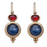 Vintage Earrings with Blue & Red Stones