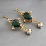 Vintage Earrings with Rubies & Daisies