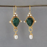 Vintage Earrings with Rubies & Daisies