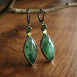 Vintage Earrings with Green Stone