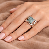 Vintage Square Ring with Green Moonstone