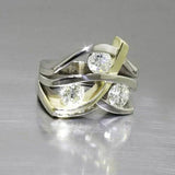 Vintage Ring in Gold & Silver with Zircon