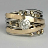 Vintage Ring with Cubic Zirconia & Gold Ornaments