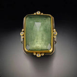 Vintage Ring with Green Glass & Gold