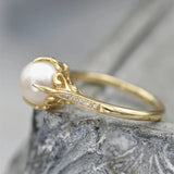 Vintage Ring with Gold Pearl in Center
