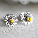 Vintage Silver Earrings with Flower
