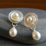 Vintage Silver Earrings with Daisies
