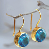 Vintage Gold Earrings with Blue Crystals
