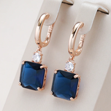 Drop Earrings with Dark Blue Crystal