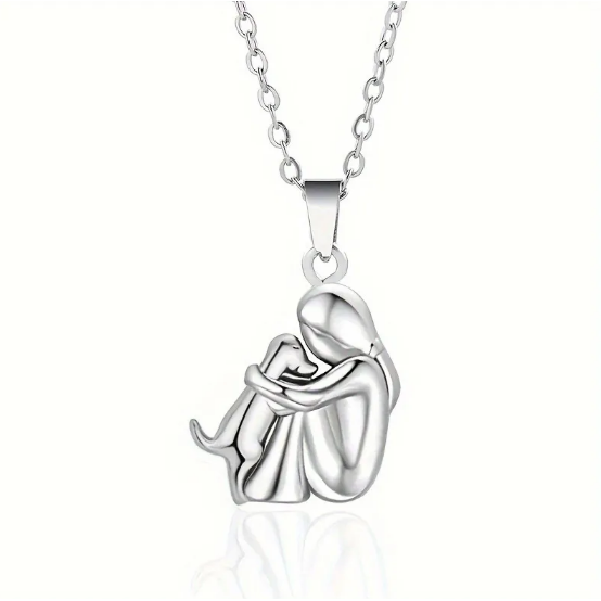 Pendant with Girl & Hugging Dog