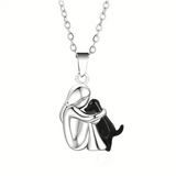 Pendant with Girl & Hugging Dog