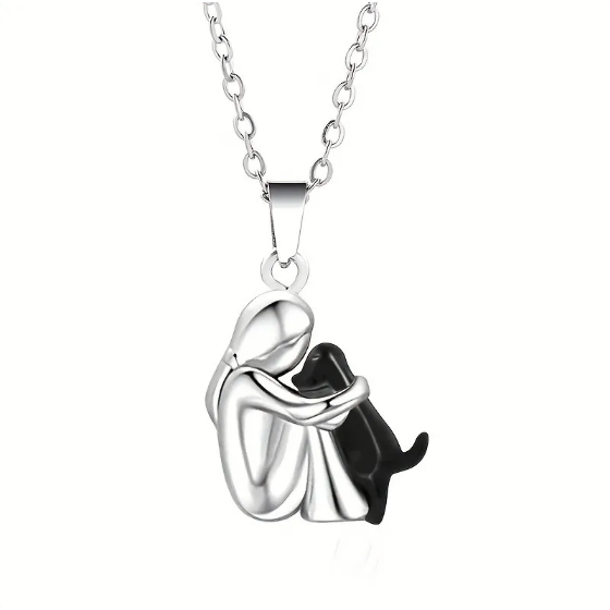 Pendant with Girl & Hugging Dog