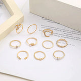 Set of 10 Decorative Rings in Silver & Gold