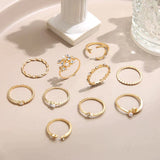Set of 10 Decorative Rings in Silver & Gold