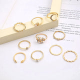 Set of 10 Decorative Rings in Silver & Gold