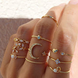 Set of 10 Decorative Rings in Silver & Gold