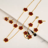 Clover Chain + Necklace + Earrings Set