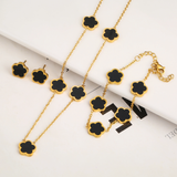 Clover Chain + Necklace + Earrings Set