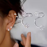 Light Luxury Spiral Earring Set with Beads & Cubic Zirconia