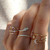 Set of Retro Rings in Shimmering Gold
