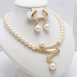 Natural Pearl Gift Set: Necklace & Earrings
