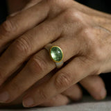 Green Retro Ring with Round Stone