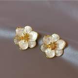 Gold Flower-Petal-Shaped Earrings