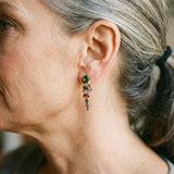 Gold Earrings with Colorful Cubic Zirconia