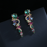 Gold Earrings with Colorful Cubic Zirconia
