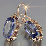 Gold Earrings with Oval Zircon