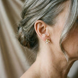 Gold Earrings with Pearl & Zircon