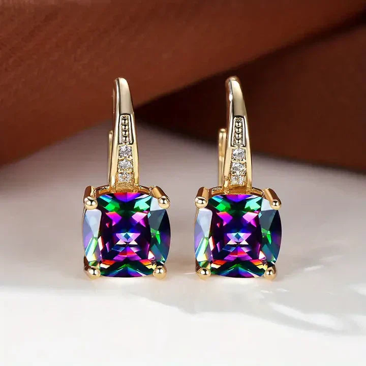 Gold Earrings with Mysterious Stones