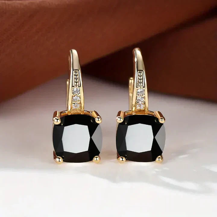 Gold Earrings with Mysterious Stones