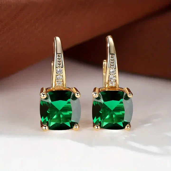 Gold Earrings with Mysterious Stones