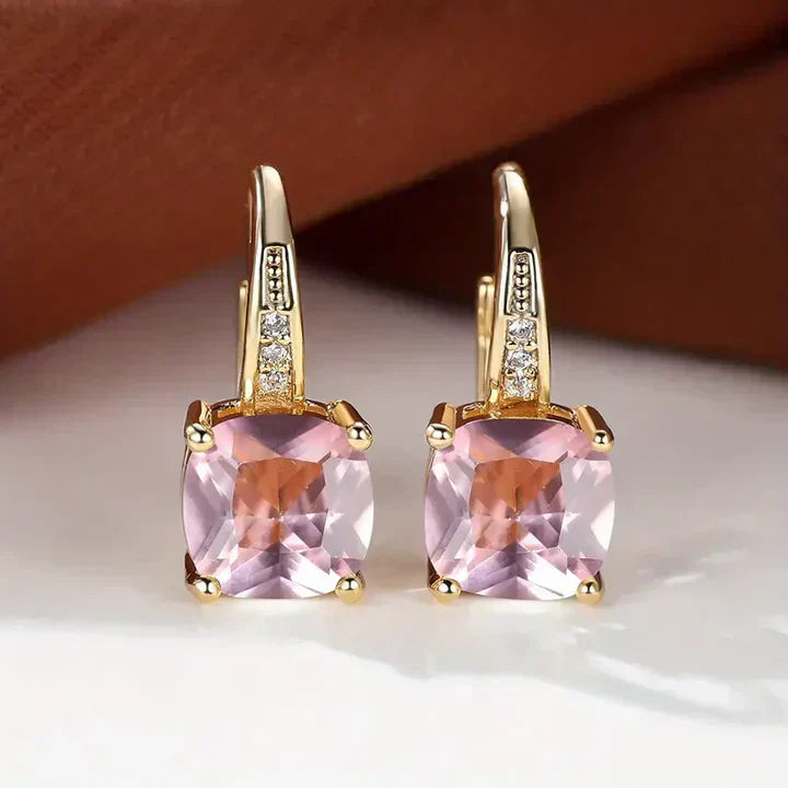 Gold Earrings with Mysterious Stones