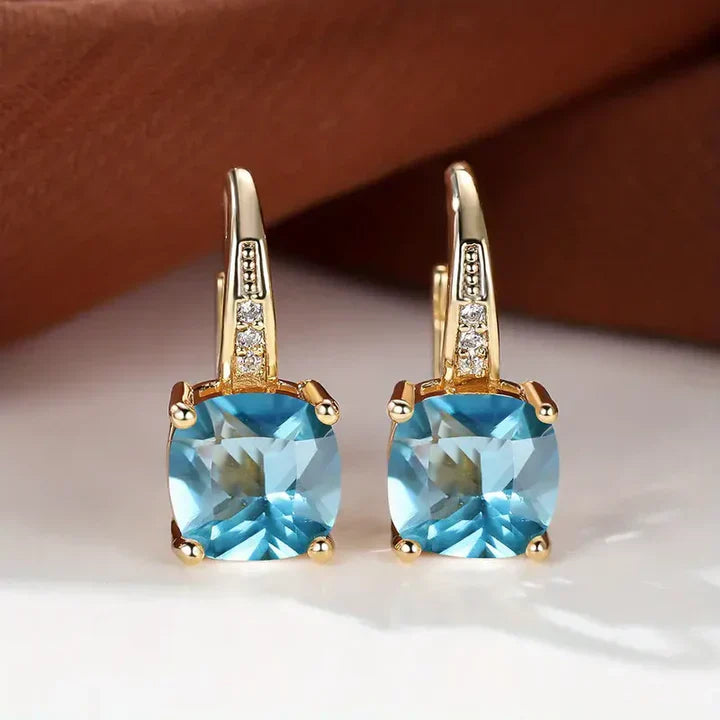 Gold Earrings with Mysterious Stones