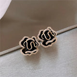 Black Lily Gold Drop Earrings